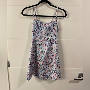 French Connection Womens Baby Blue Floral Tie Back Mini Dress, size xs